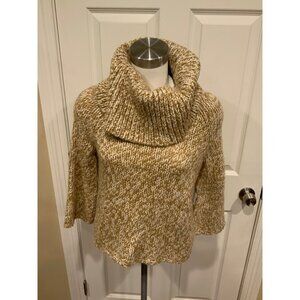 Michael Kors Tan & White Cowl Neck Sweater, Size Petite Medium
